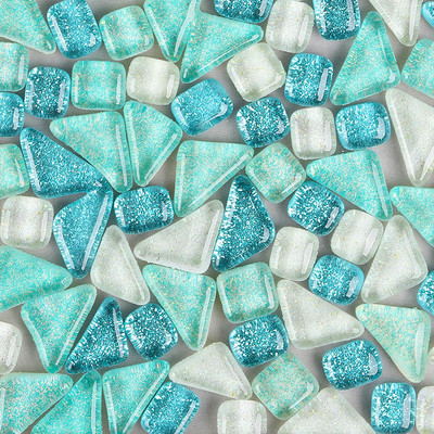 120g/4.23oz (aptuveni 85gab.) Daudzstūra stikla mozaīkas flīzes Spilgtas/mirdzošas mozaīkas amatniecības materiāli kvadrātveida/romba mozaīkas flīzes