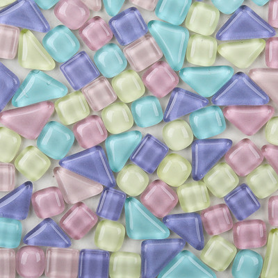 120g/4.23oz (aptuveni 85gab.) Daudzstūra stikla mozaīkas flīzes Spilgtas/mirdzošas mozaīkas amatniecības materiāli kvadrātveida/romba mozaīkas flīzes