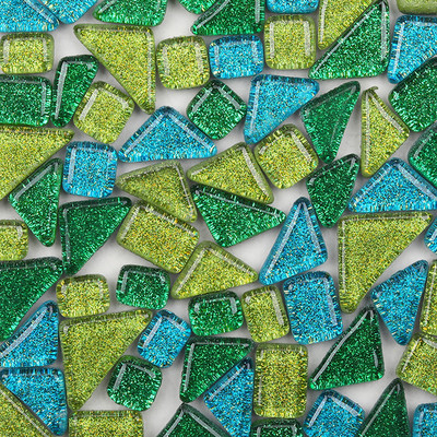 120g/4.23oz (aptuveni 85gab.) Daudzstūra stikla mozaīkas flīzes Spilgtas/mirdzošas mozaīkas amatniecības materiāli kvadrātveida/romba mozaīkas flīzes