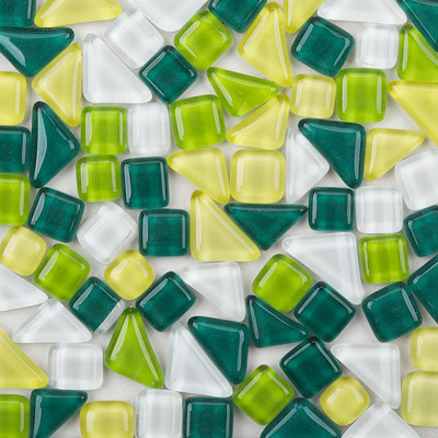 120g/4.23oz (aptuveni 85gab.) Daudzstūra stikla mozaīkas flīzes Spilgtas/mirdzošas mozaīkas amatniecības materiāli kvadrātveida/romba mozaīkas flīzes