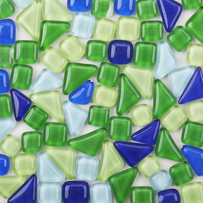 120g/4.23oz (aptuveni 85gab.) Daudzstūra stikla mozaīkas flīzes Spilgtas/mirdzošas mozaīkas amatniecības materiāli kvadrātveida/romba mozaīkas flīzes