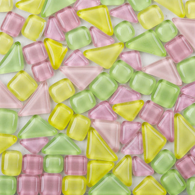 120g/4.23oz (aptuveni 85gab.) Daudzstūra stikla mozaīkas flīzes Spilgtas/mirdzošas mozaīkas amatniecības materiāli kvadrātveida/romba mozaīkas flīzes