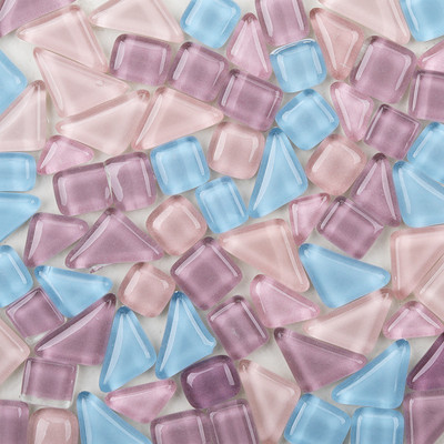 120g/4.23oz (aptuveni 85gab.) Daudzstūra stikla mozaīkas flīzes Spilgtas/mirdzošas mozaīkas amatniecības materiāli kvadrātveida/romba mozaīkas flīzes