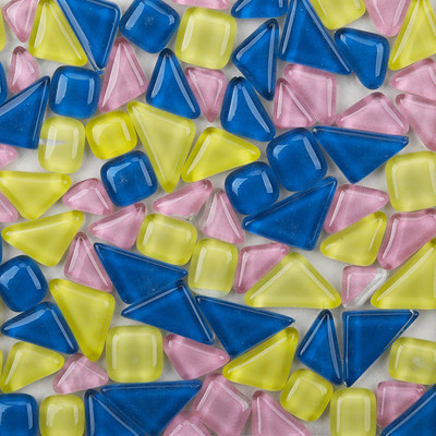 120g/4.23oz (aptuveni 85gab.) Daudzstūra stikla mozaīkas flīzes Spilgtas/mirdzošas mozaīkas amatniecības materiāli kvadrātveida/romba mozaīkas flīzes