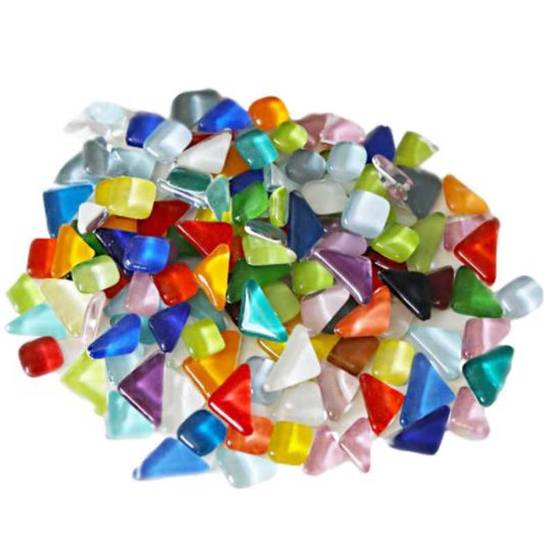 120g/4.23oz (aptuveni 85gab.) Daudzstūra stikla mozaīkas flīzes Spilgtas/mirdzošas mozaīkas amatniecības materiāli kvadrātveida/romba mozaīkas flīzes