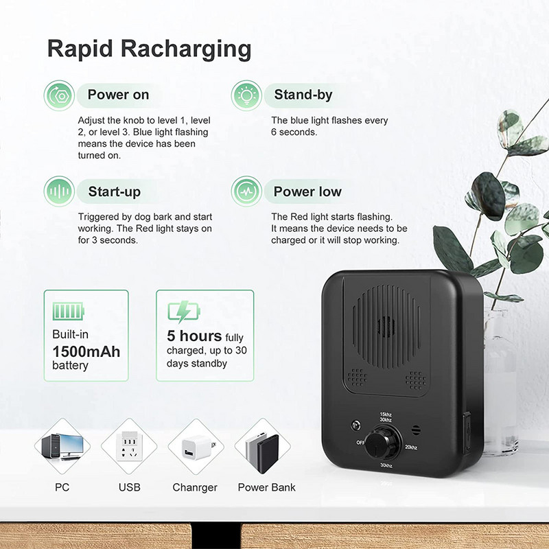 Barkpup pretriešanas atbaidīšanas ierīce suņu uzvedības apmācībai, uzlādējams rīks 10 m vadības diapazona gaismas diode norāda lietošanai iekštelpās/ārā