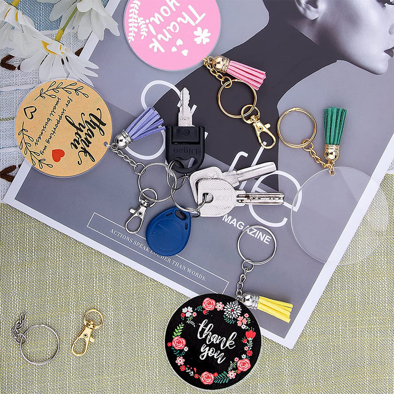 DIY akril kulcstartó készlet átlátszó akril kulcstartó üres medálok bojt kulcstartó személyre szabott kézzel készített kézműves projektek