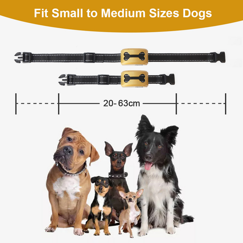 Inteliģenta suņu riešanas atpazīšana, uzlādējama IP65 ūdensizturīga ultraskaņas vibrācijas elektrostatiskā trieciena suņa kakla siksna