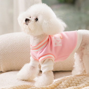 Пуловер с висока яка за домашни любимци Корейска версия Фалшиви дрехи за кучета от две части Есен и зима Топъл пуловер Дреха за кученце с принт на мечка