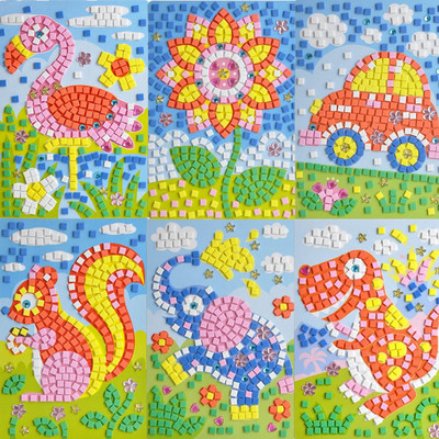 3D DIY Foam Crystal Stickers EVA Cartoon Animals Flowers Children Handmade Art Educational Sticker Paintings for Kids