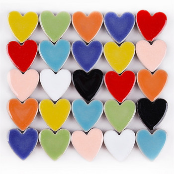20 бр. (Прибл. 85g/3oz) порцеланови мозаечни плочки във формата на сърце 2,3*2,3*0,5 см 10 цвята по избор Направи си сам мозайка Керамични плочки
