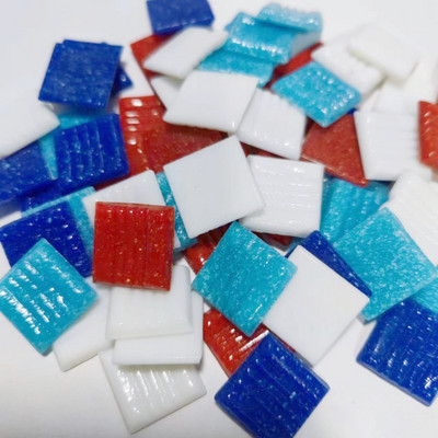 100g/3,5oz (περίπου 35 τμχ) Μωσαϊκό Πλακάκια Quartz 2cm/0,78in Τετράγωνο Πλακίδιο 0,4cm/0,15in Πάχος DIY Craft Υλικά Μικτό χρώμα