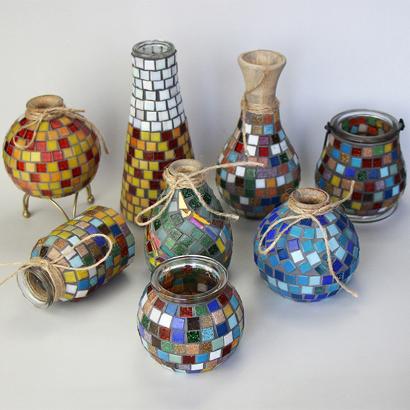 100 g / 3,5 uncijos (apie 35 vnt.) Mozaikinės kvarcinės plytelės 2 cm / 0,78 colio kvadratinės plytelės 0,4 cm / 0,15 colio storio, „pasidaryk pats“ amatų medžiagos, mišrios spalvos