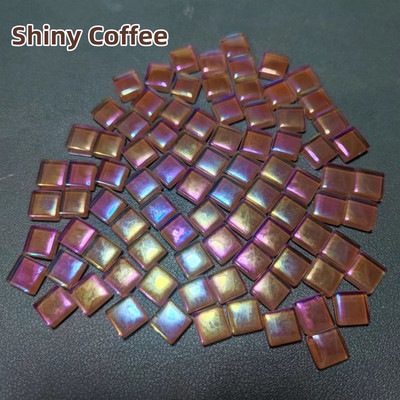 100db (100g/3.52oz) fényes mázas üvegmozaik csempe, 4 mm/0,16 hüvelyk vastagság 1 cm/0,39 hüvelyk négyzet alakú kézműves csempemozaik készítő anyagok