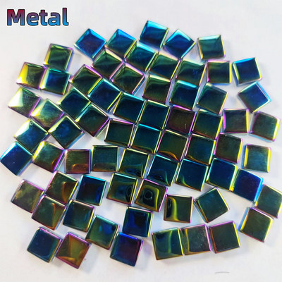 100db (100g/3.52oz) fényes mázas üvegmozaik csempe, 4 mm/0,16 hüvelyk vastagság 1 cm/0,39 hüvelyk négyzet alakú kézműves csempemozaik készítő anyagok