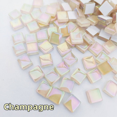 100db (100g/3.52oz) fényes mázas üvegmozaik csempe, 4 mm/0,16 hüvelyk vastagság 1 cm/0,39 hüvelyk négyzet alakú kézműves csempemozaik készítő anyagok