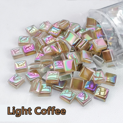 100db (100g/3.52oz) fényes mázas üvegmozaik csempe, 4 mm/0,16 hüvelyk vastagság 1 cm/0,39 hüvelyk négyzet alakú kézműves csempemozaik készítő anyagok