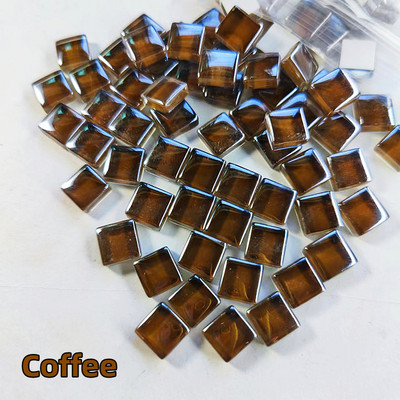100db (100g/3.52oz) fényes mázas üvegmozaik csempe, 4 mm/0,16 hüvelyk vastagság 1 cm/0,39 hüvelyk négyzet alakú kézműves csempemozaik készítő anyagok