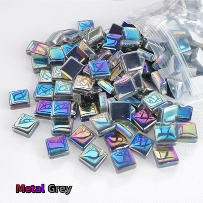 100db (100g/3.52oz) fényes mázas üvegmozaik csempe, 4 mm/0,16 hüvelyk vastagság 1 cm/0,39 hüvelyk négyzet alakú kézműves csempemozaik készítő anyagok