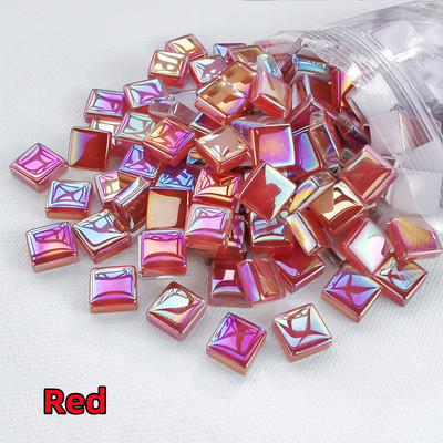 100db (100g/3.52oz) fényes mázas üvegmozaik csempe, 4 mm/0,16 hüvelyk vastagság 1 cm/0,39 hüvelyk négyzet alakú kézműves csempemozaik készítő anyagok