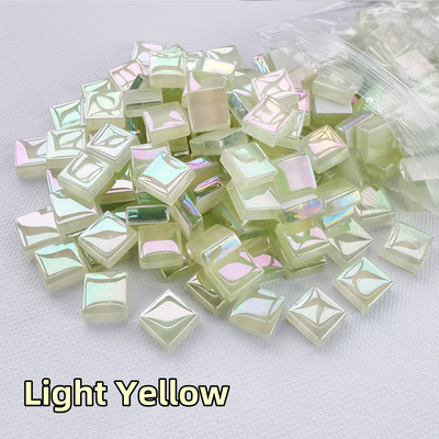 100db (100g/3.52oz) fényes mázas üvegmozaik csempe, 4 mm/0,16 hüvelyk vastagság 1 cm/0,39 hüvelyk négyzet alakú kézműves csempemozaik készítő anyagok