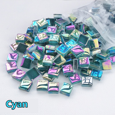 100db (100g/3.52oz) fényes mázas üvegmozaik csempe, 4 mm/0,16 hüvelyk vastagság 1 cm/0,39 hüvelyk négyzet alakú kézműves csempemozaik készítő anyagok