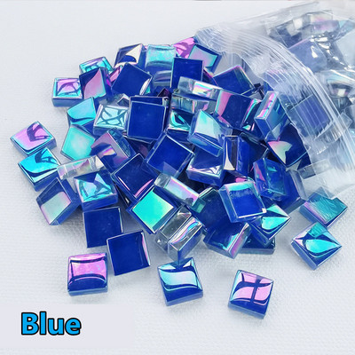 100db (100g/3.52oz) fényes mázas üvegmozaik csempe, 4 mm/0,16 hüvelyk vastagság 1 cm/0,39 hüvelyk négyzet alakú kézműves csempemozaik készítő anyagok