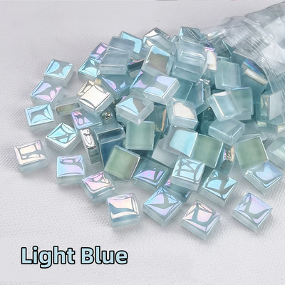 100db (100g/3.52oz) fényes mázas üvegmozaik csempe, 4 mm/0,16 hüvelyk vastagság 1 cm/0,39 hüvelyk négyzet alakú kézműves csempemozaik készítő anyagok
