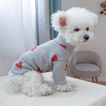 Σχέδιο καρδιάς Φούτερ για σκύλους Ρούχα για σκύλους Ρούχα για σκύλους Πουκάμισο πουλόβερ γάτας Φούτερ για κατοικίδια με ζιβάγκο για μικρά σκυλιά Πουκάμισα με κάτω κουτάβι Chihuahua