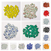 Zilā un baltā porcelāna fragmenti 3 unces/85 g (4–5 gab.) Keramikas mozaīkas flīzes DIY amatniecības flīžu mozaīkas izgatavošanas materiāli