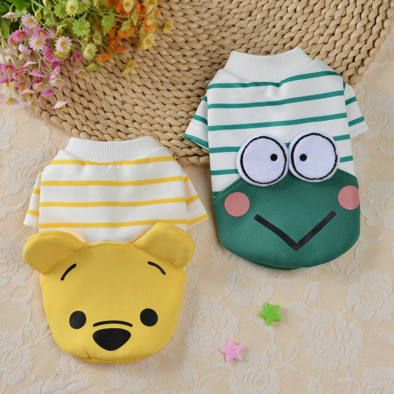 Mājdzīvnieku apģērbi Rudens Ziemas Silts Džemperis Mazs Suns Mīlīgs Džemperis Karikatūra Svītrains Kaķis Modes Mētelis Čivavas Jorkšīras buldogs