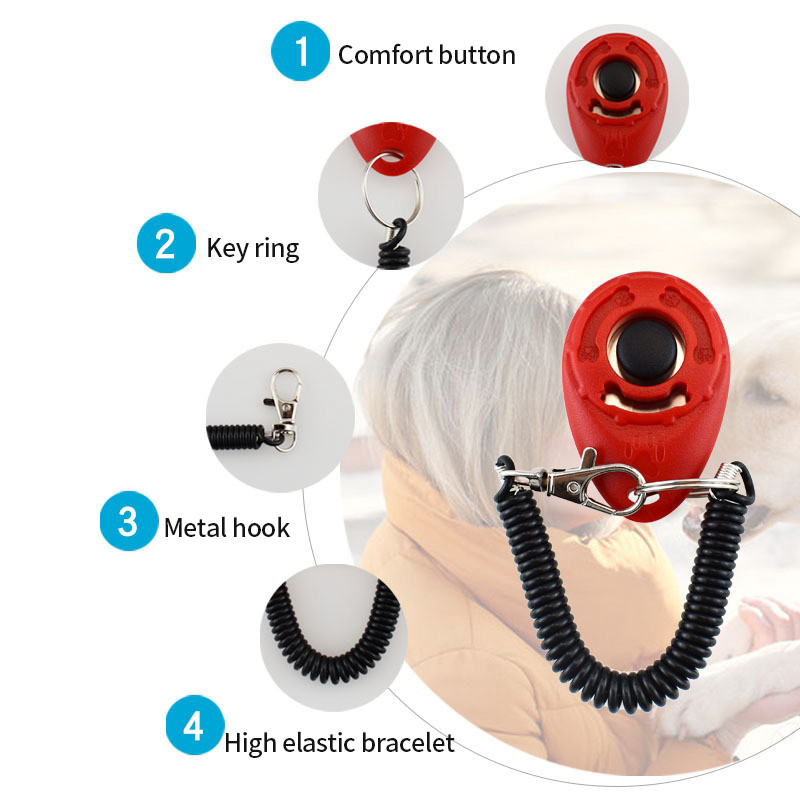 Щракалка за обучение на кучета с каишка за китка Pet Sound Key Answer Trainer Assistive Guide Chain Wristband Rope Aid Tool Инструмент за домашни любимци