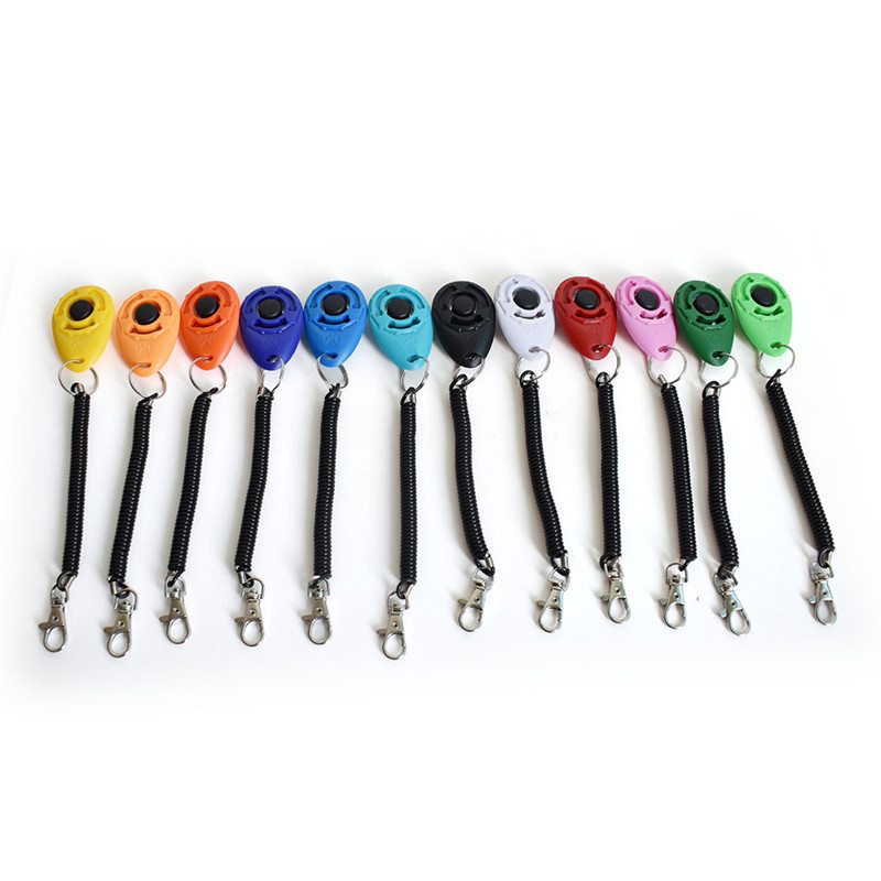 Обучение на кучета Clicker Pet Cat Plastic New Dogs Click Trainer Aid Tools Регулируема каишка за китката Звуков ключодържател Консумативи за кучета