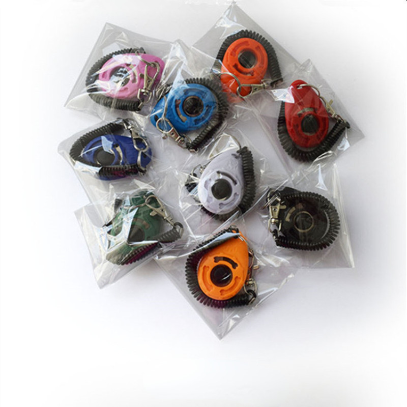 Обучение на кучета Clicker Pet Cat Plastic New Dogs Click Trainer Aid Tools Регулируема каишка за китката Звуков ключодържател Консумативи за кучета