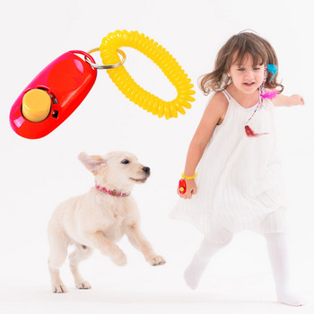1 τμχ Εκπαιδευτικό κλικ για σκύλους κατοικίδιων γατών Plastic Dogs Click Trainer Ρυθμιζόμενο ήχου με κλειδί και ιμάντα καρπού Remote whistle clicker