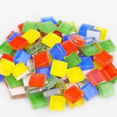 100 grami/komplekts DIY krāsains stikla mozaīkas akmeņi mozaīkas flīzes stikla oļi amatniecības materiālu puzle mozaīkas veidošanai, 10 * 10 mm