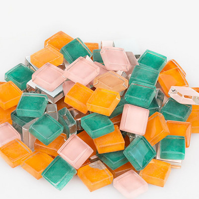 100 grami/komplekts DIY krāsains stikla mozaīkas akmeņi mozaīkas flīzes stikla oļi amatniecības materiālu puzle mozaīkas veidošanai, 10 * 10 mm