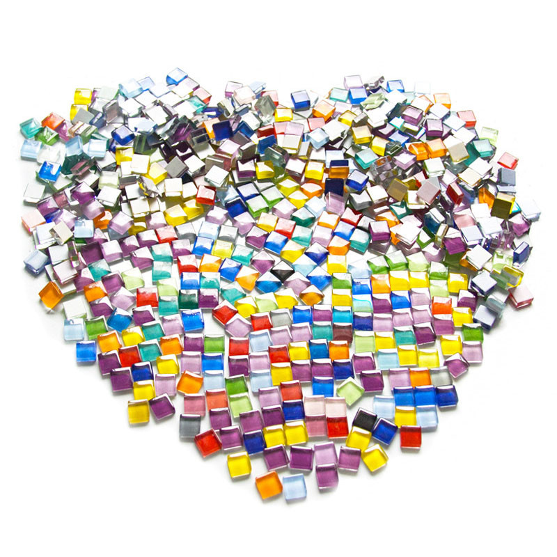 100 grami/komplekts DIY krāsains stikla mozaīkas akmeņi mozaīkas flīzes stikla oļi amatniecības materiālu puzle mozaīkas veidošanai, 10 * 10 mm