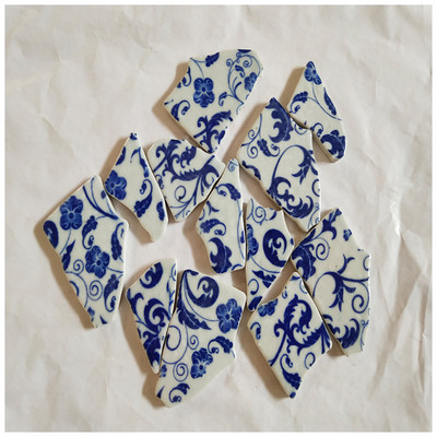 100g DIY nepravilne mozaik pločice Plavo-bijeli porculanski mozaik kamen slagalica za umjetnost izrade mozaika