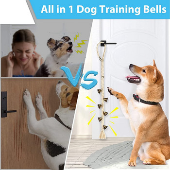 Κουδούνια πόρτας για σκύλους, κουδούνια εκπαίδευσης για κουτάβια, ρυθμιζόμενα κουδούνια για σκύλους, κουδούνια πλεκτά από βαμβακερό σχοινί