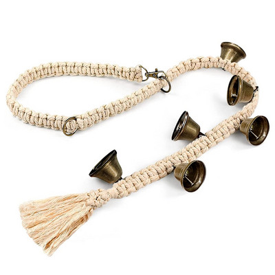 Durų skambučiai šunims, mokomieji durų skambučiai šuniukams, reguliuojami kabantys šunų durų skambučiai, medvilninėmis virvėmis austi durų skambučiai