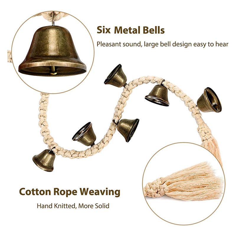 Durų skambučiai šunims, mokomieji durų skambučiai šuniukams, reguliuojami kabantys šunų durų skambučiai, medvilninėmis virvėmis austi durų skambučiai