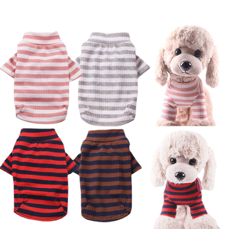Kutyaruha Klasszikus csíkos kabát kis közepes kutya macska ing kabát meleg kötött kisállat ruházat mackó francia bulldog chihuahua