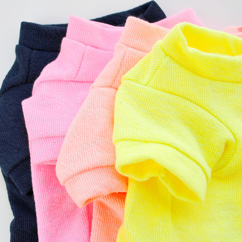 Mājdzīvnieku apģērbi Kokvilnas džemperis suņiem Candy Color Ziemas suņu apģērbi Kaķu kapuces maziem suņiem Franču buldogu rotaļu piederumi mājdzīvniekiem