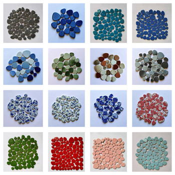 85g/3oz Многоъгълни порцеланови мозаечни плочки DIY Craft Керамични плочки Овална яйцевидна форма Материали за направа на мозайка 4 размера Смесете чист цвят