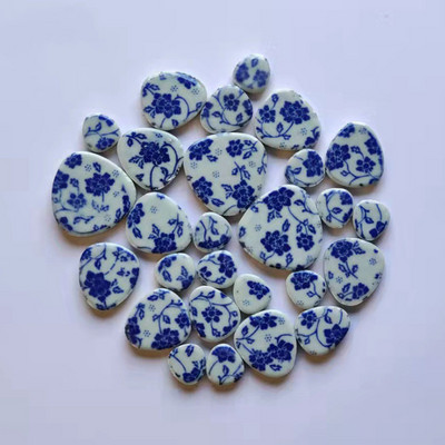 85g/3oz Polygon Porcelain Mosaic Tiles DIY Craft Ceramic Tile Oval Ovoid Shape Mosaic Making Materials 4 Sizes Mix Pure Color