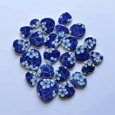 85g/3oz Polygon Porcelain Mosaic Tiles DIY Craft Ceramic Tile Oval Ovoid Shape Mosaic Making Materials 4 Sizes Mix Pure Color