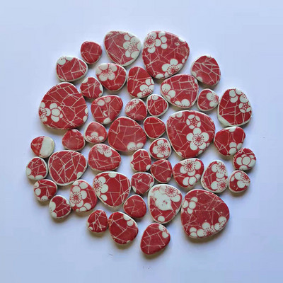 85g/3oz Polygon Porcelain Mosaic Tiles DIY Craft Ceramic Tile Oval Ovoid Shape Mosaic Making Materials 4 Sizes Mix Pure Color