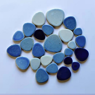 85g/3oz Polygon Porcelain Mosaic Tiles DIY Craft Ceramic Tile Oval Ovoid Shape Mosaic Making Materials 4 Sizes Mix Pure Color