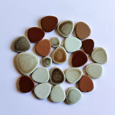 85g/3oz Polygon Porcelain Mosaic Tiles DIY Craft Ceramic Tile Oval Ovoid Shape Mosaic Making Materials 4 Sizes Mix Pure Color